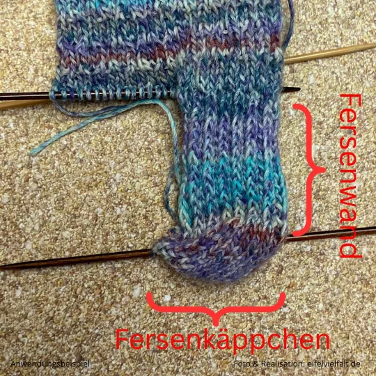 Fersenkäppchen - Aufbau einer Ferse mit Beschriftung