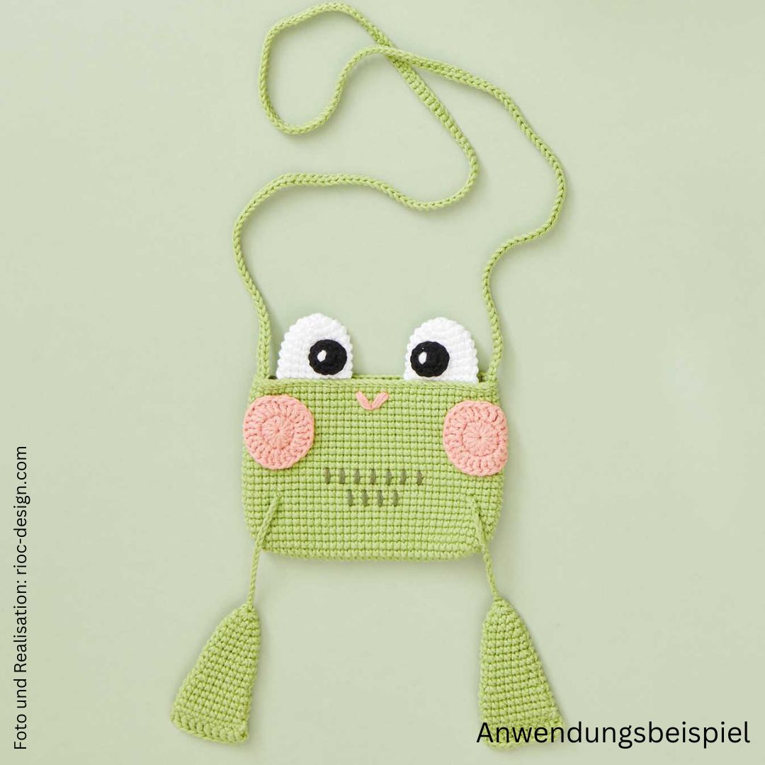 Ricorumi neon lame Froschtasche Beutel haekeln Frosch