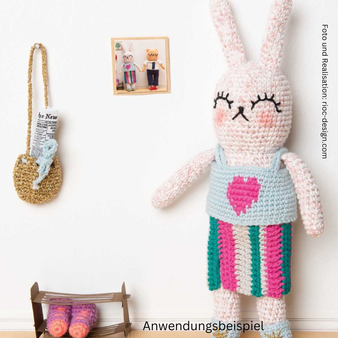 Ricorumi Amigurumi Neon Lame Muster Hase Hasenbau Wichtelwelt haekeln
