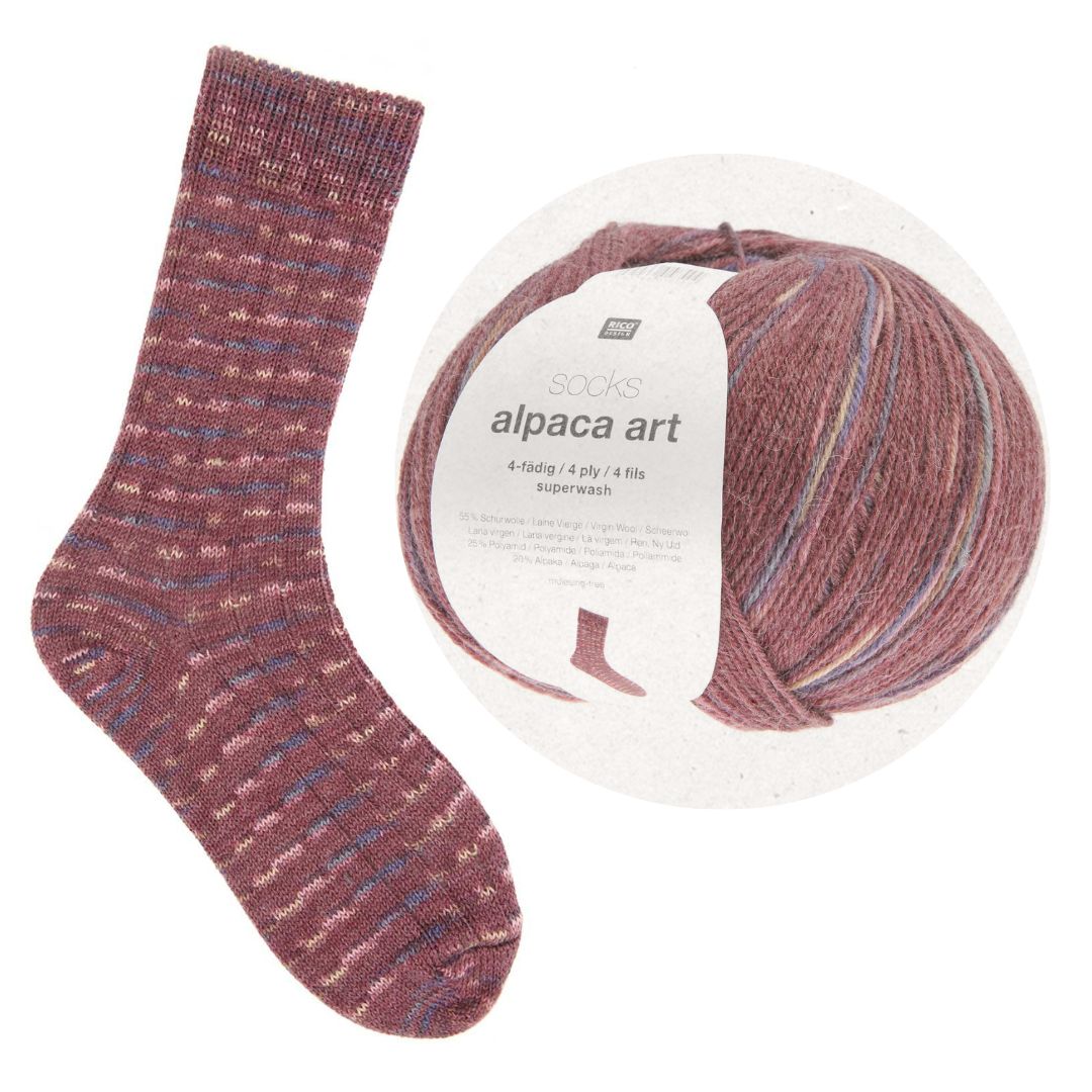 Sockenwolle Alpaca Art 100g 002 bordeaux Stricksocken