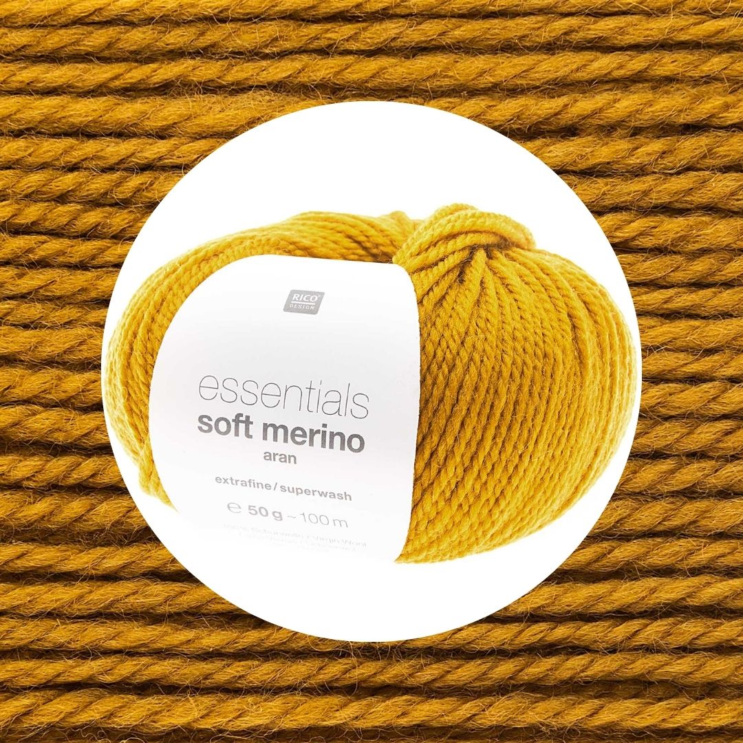 Essentials Soft Merino aran Wolle 50g 100m Farbe senf 001