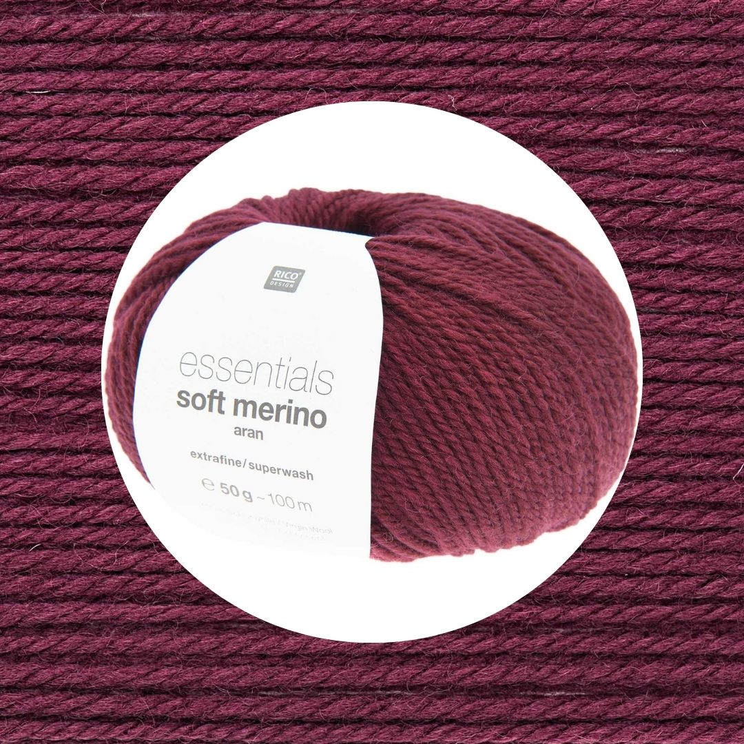 Essentials Soft Merino aran Wolle 50g 100m Farbe weinrot 003