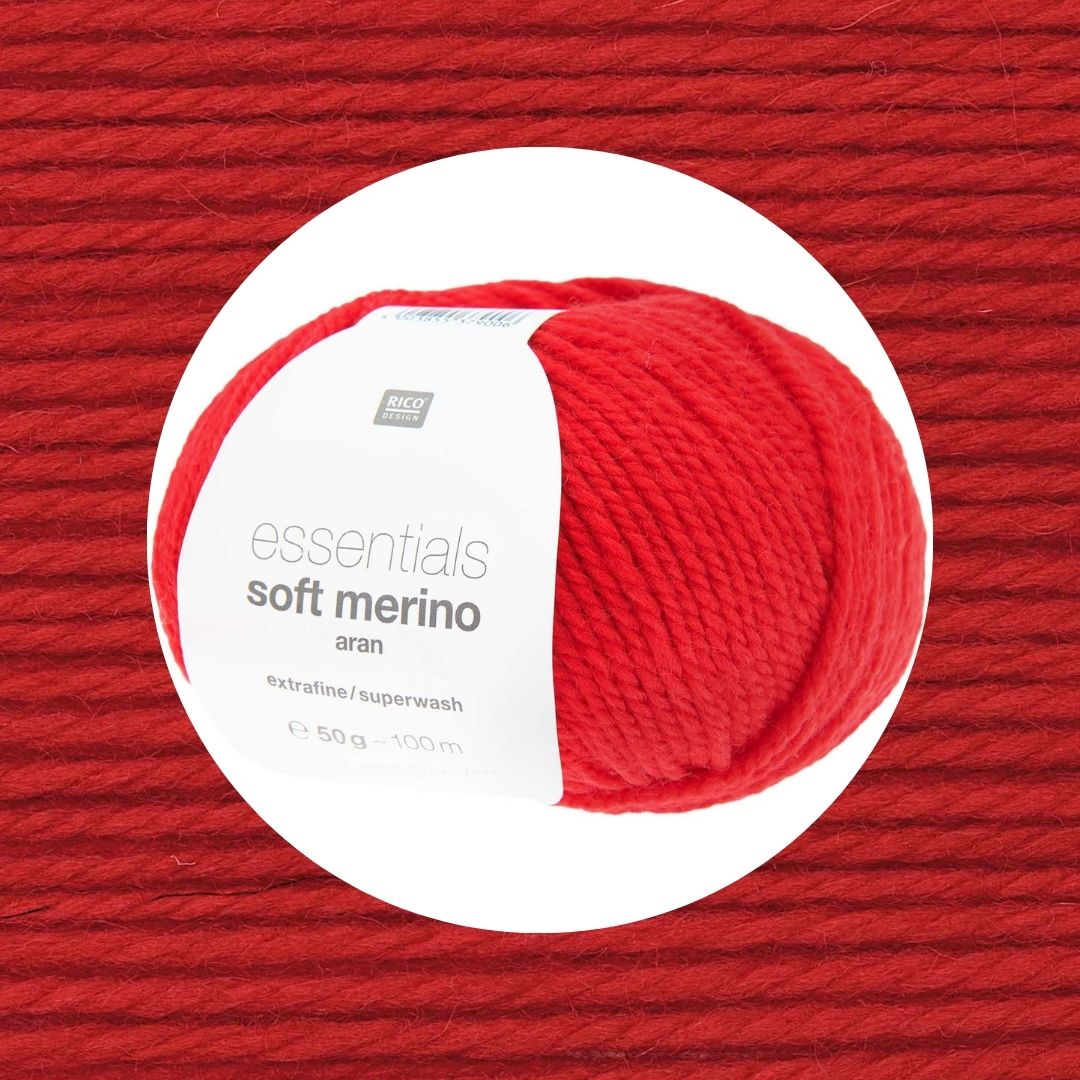 Essentials Soft Merino aran Wolle 50g 100m Farbe rot 008