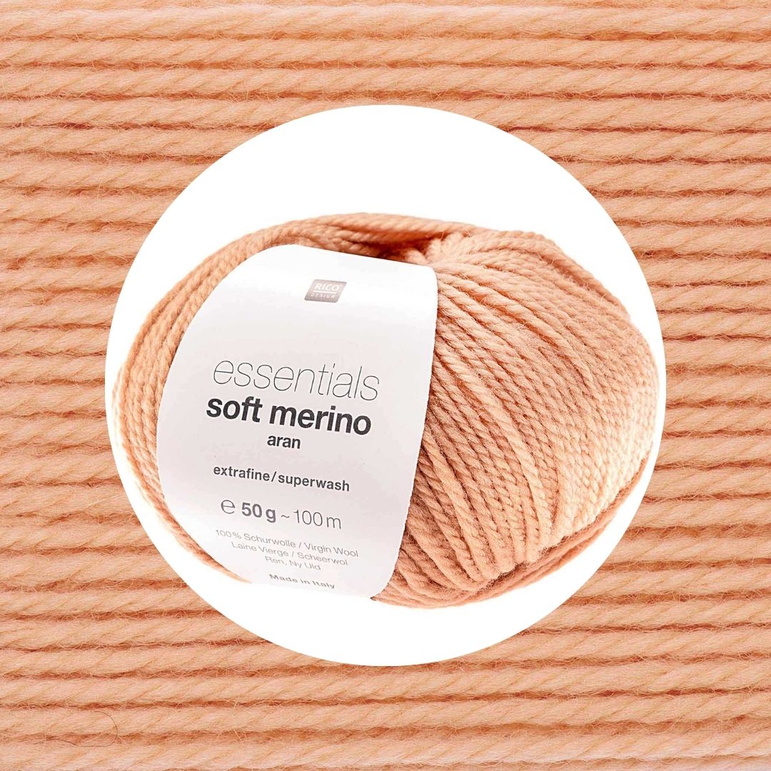 Essentials Soft Merino aran Wolle 50g 100m Farbe pfirsich