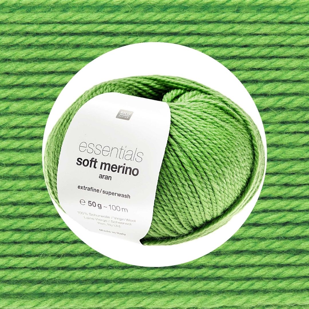 Essentials Soft Merino aran Wolle 50g 100m Farbe grasgrün 052