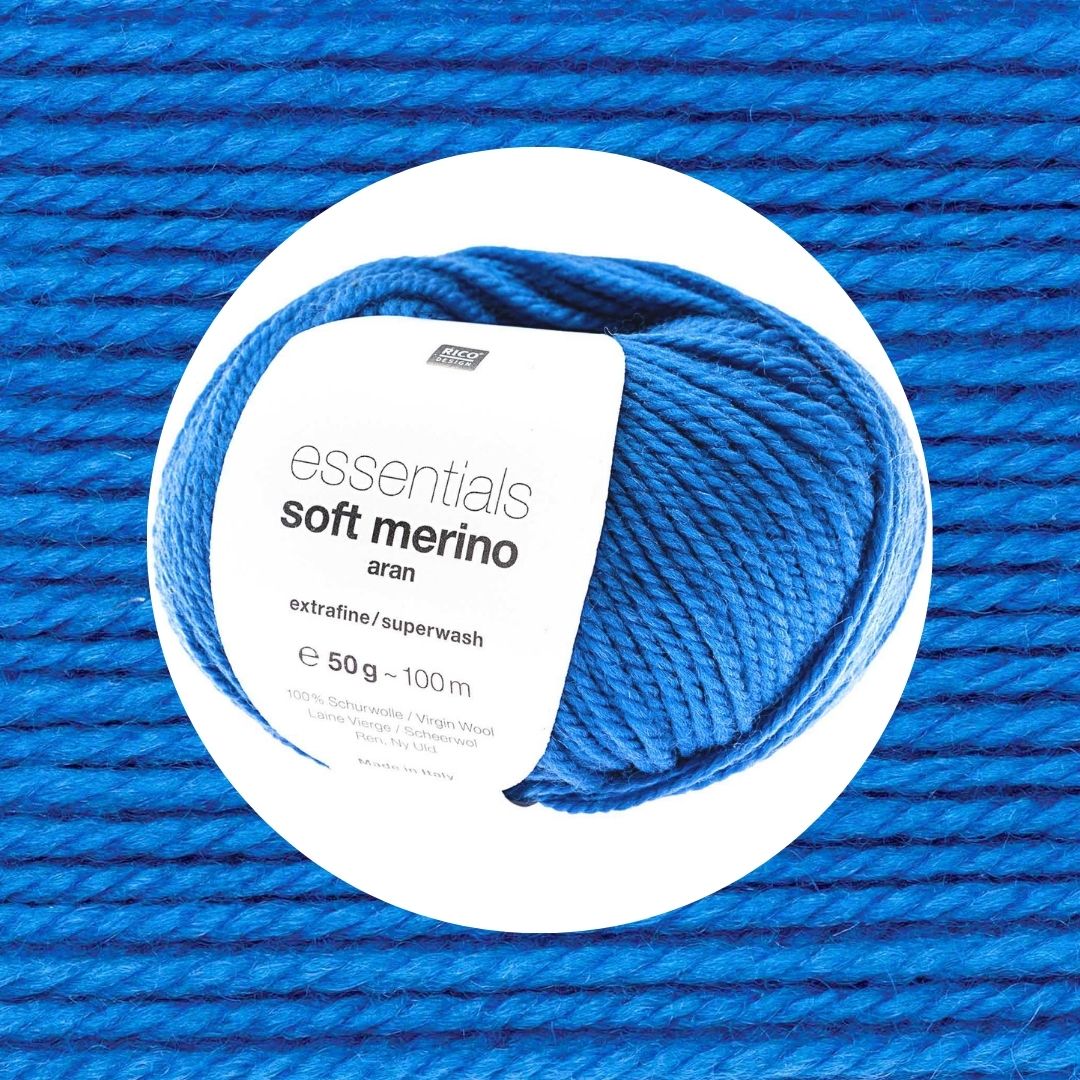 Essentials Soft Merino aran Wolle 50g 100m Farbe blau 074