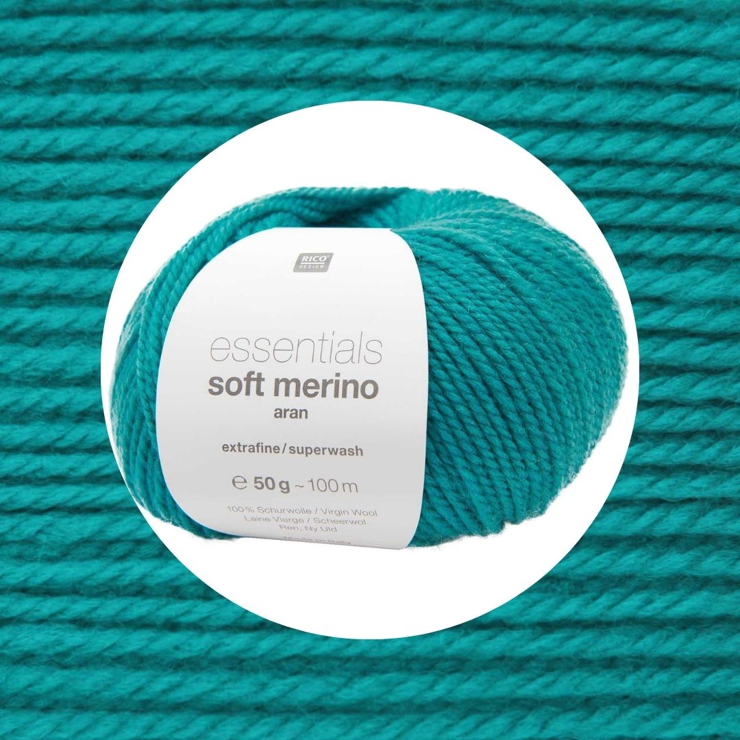 Essentials Soft Merino aran Wolle 50g 100m Farbe türkis 075