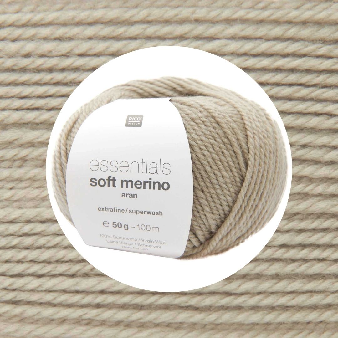 Essentials Soft Merino aran Wolle 50g 100m Farbe grau 076