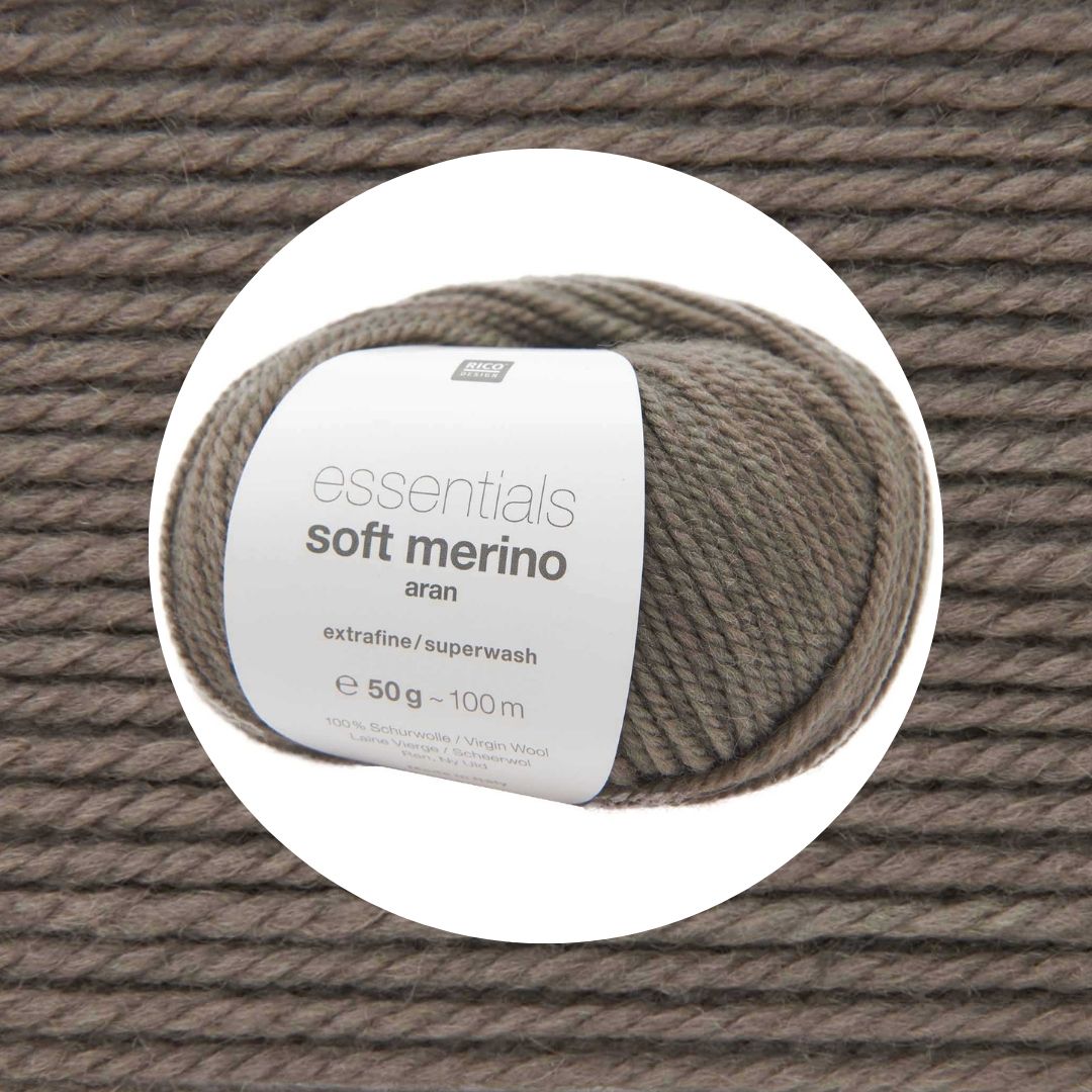 Essentials Soft Merino aran Wolle 50g 100m Farbe taupe 079