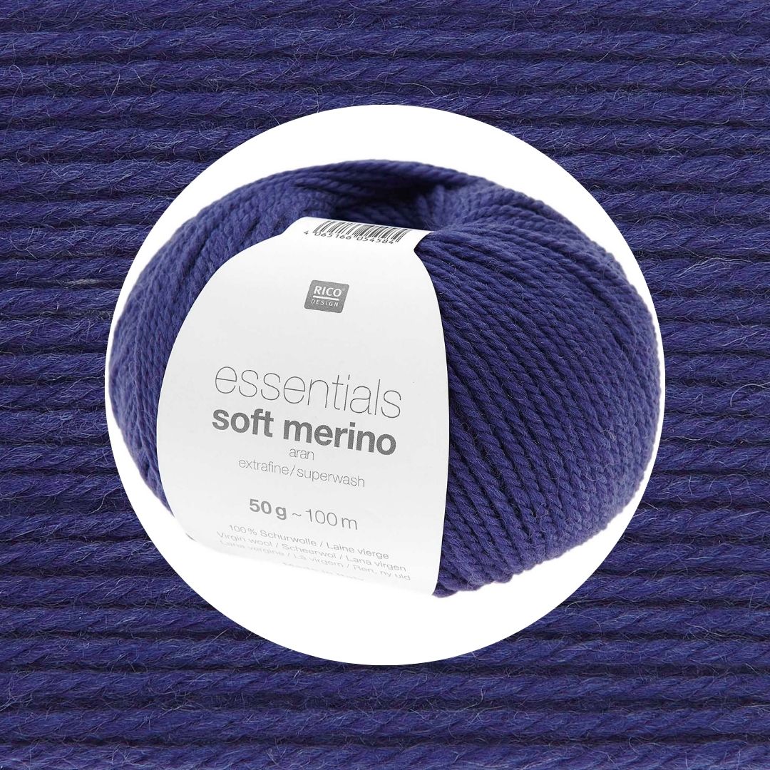 Essentials Soft Merino aran Wolle 50g 100m Farbe blau-violett 085