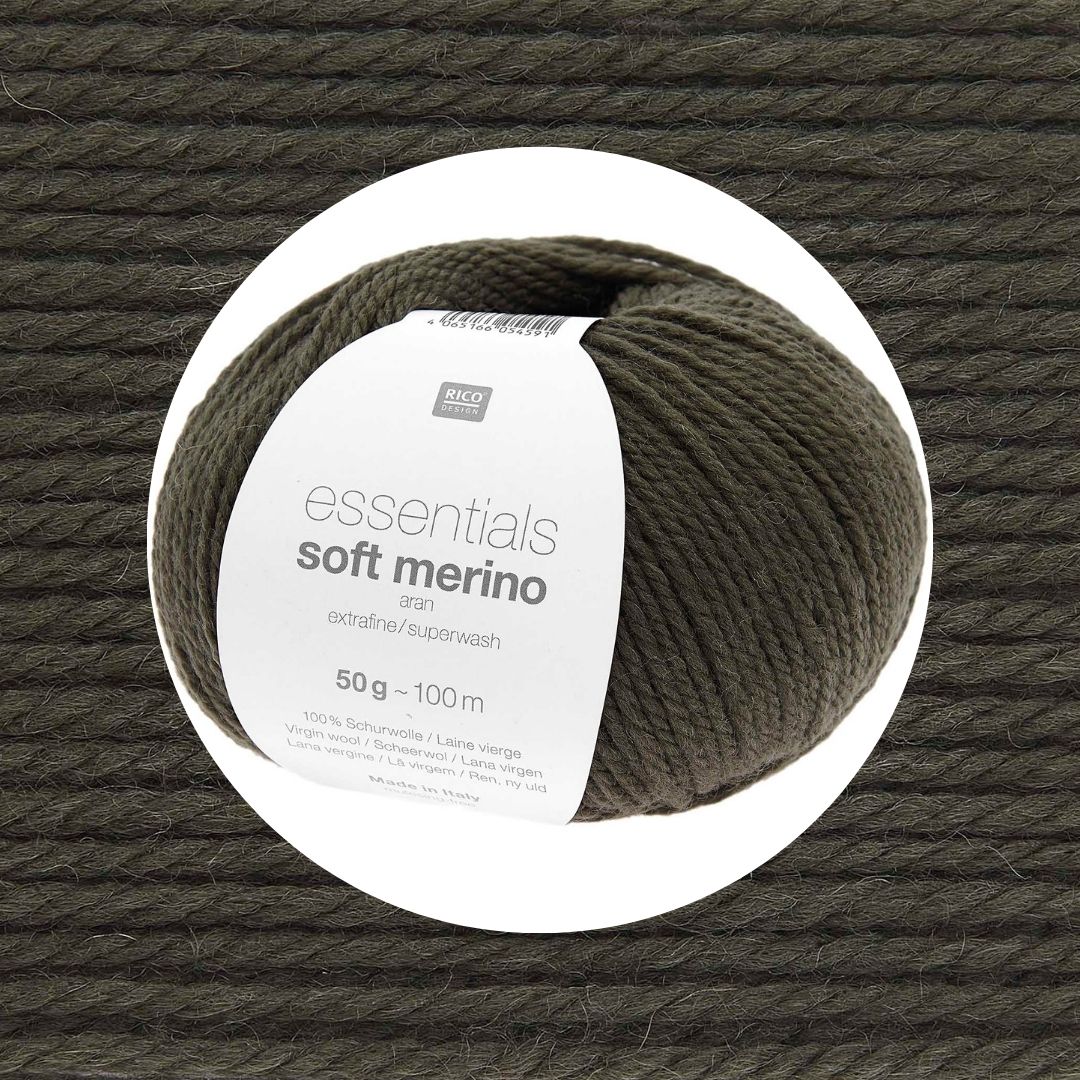 Essentials Soft Merino aran Wolle 50g 100m Farbe khaki 086