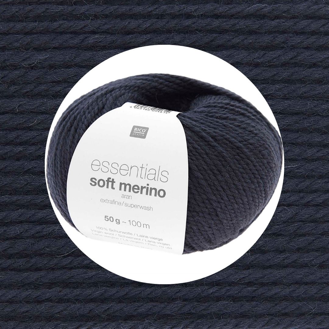 Essentials Soft Merino aran 50g 100m Farbe darkest navy 088