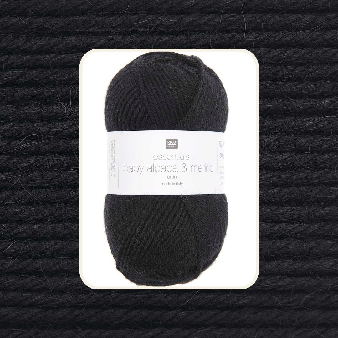 	
Baby Alpaca Merino aran  50g 100m 012 schwarz 