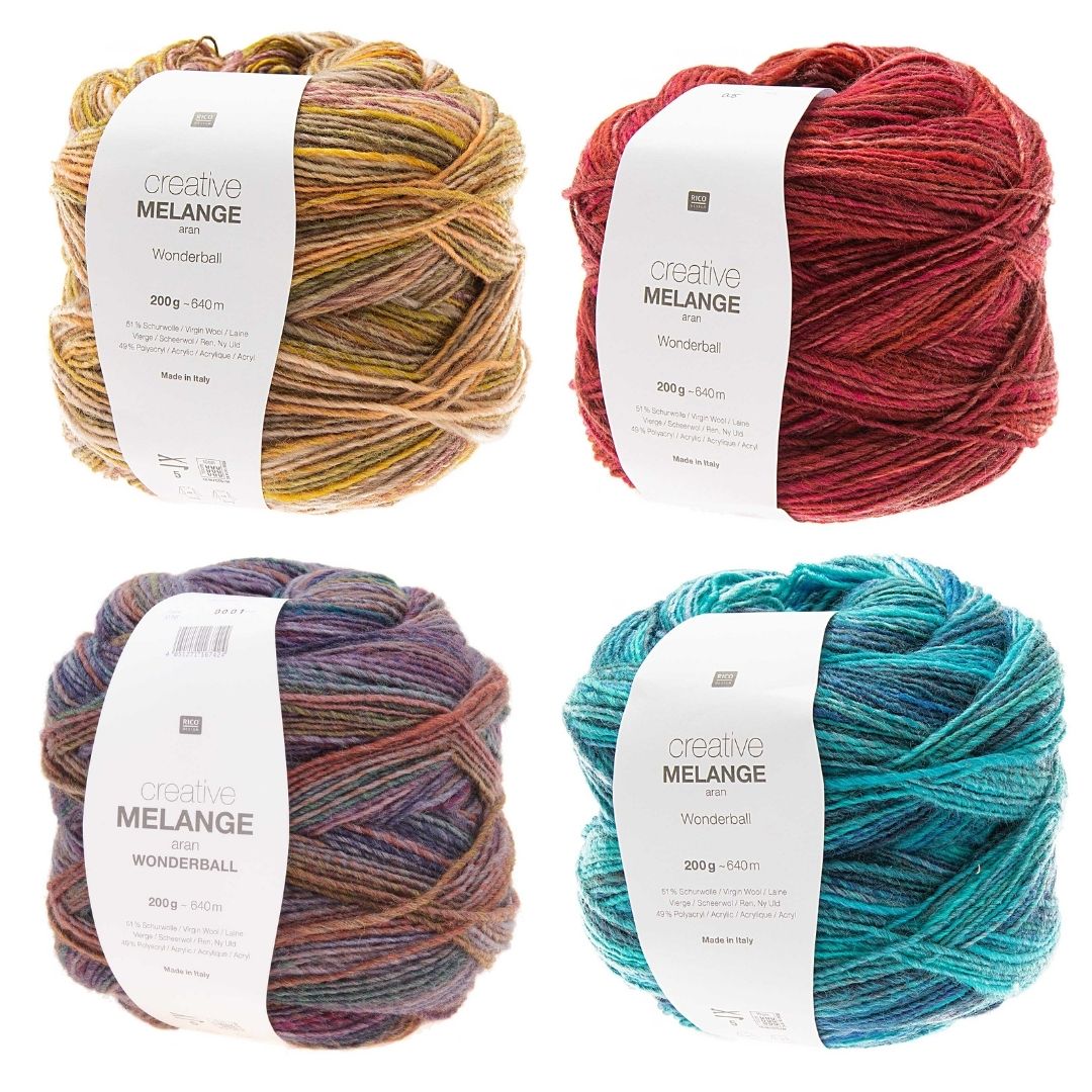 Creative Melange Wonderball aran 200g 640 m Farbauswahl Gruppenbild viele Farben