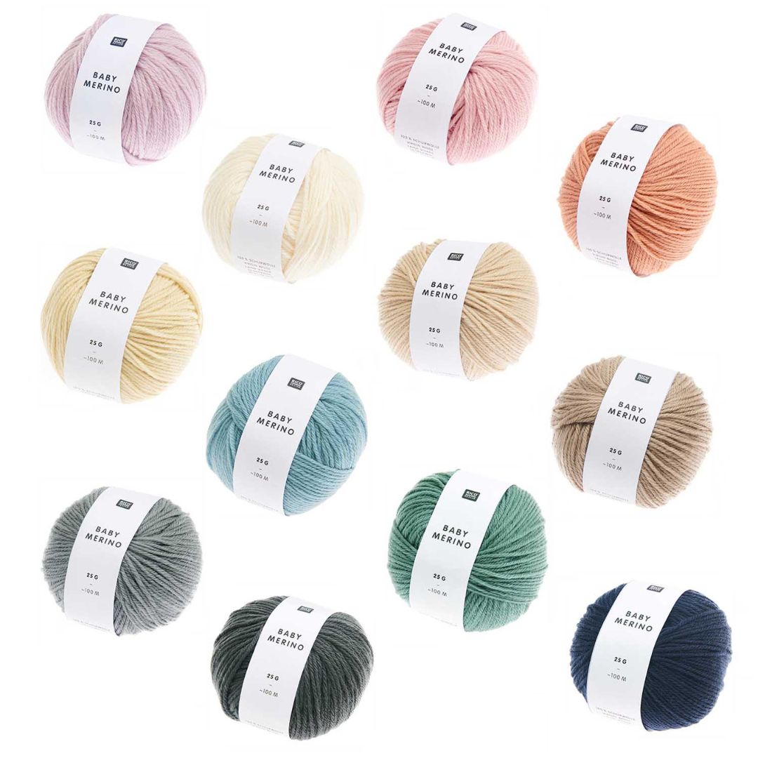 Baby Merino 25g 100m Wolle stricken häkeln Farbauswahl Gruppenbild