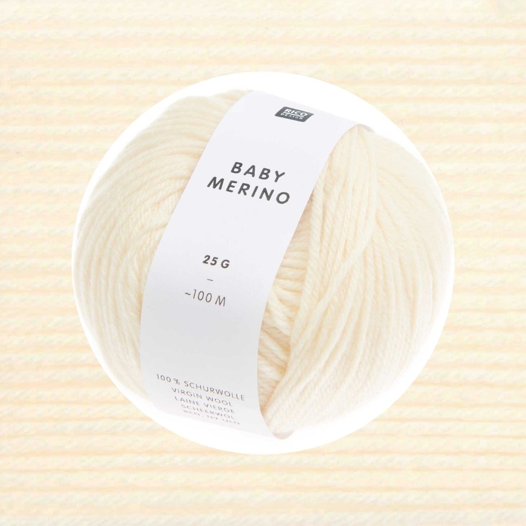 Baby Merino 25g 100m Wolle stricken häkeln 001 creme