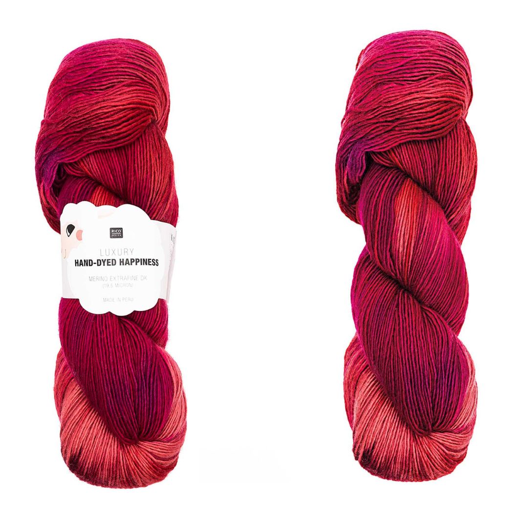 Luxury Hand Dyed Happiness dk 100g 390m 007 rot handgfärbte Merinowolle Schurwolle