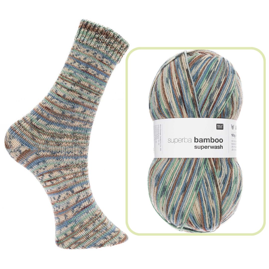 	

Sockenwolle Strumpfwolle Stricksocken blau-grün Mix 420m 100g 4-fädig Knäuel gestrickte Socke