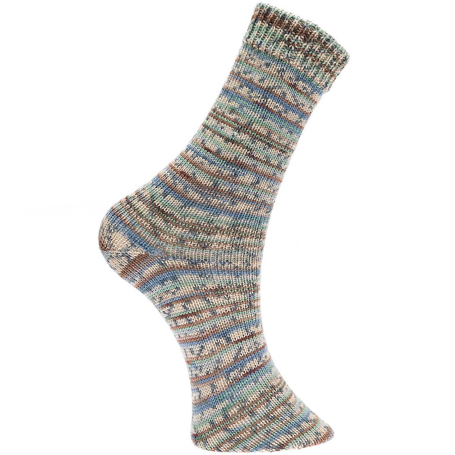 Sockenwolle Strumpfwolle Stricksocken blau-grün Mix 420m 100g strickte Socke