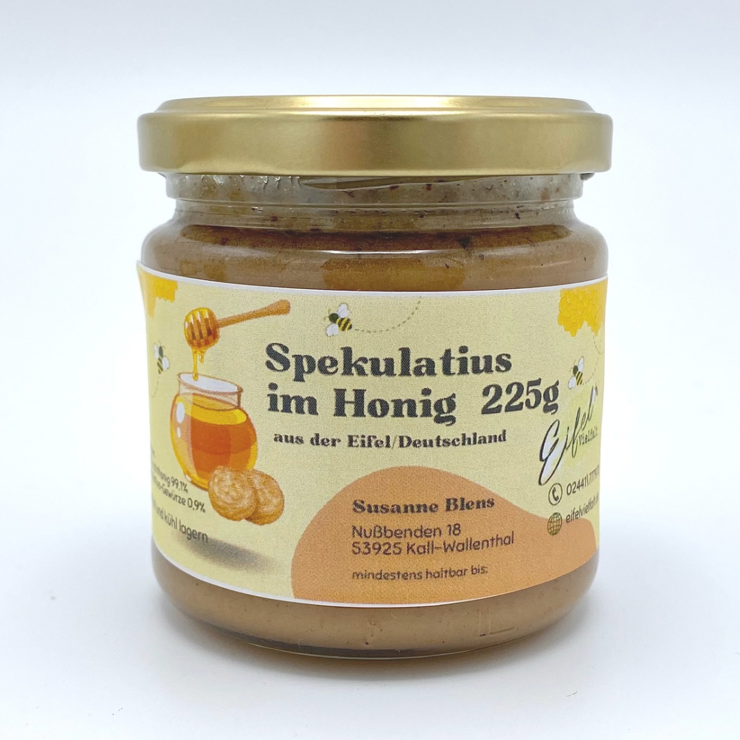 Spekulatius im Honig 225g Frühtracht mit Spekulatiusgewürz Glas Eifelhonig