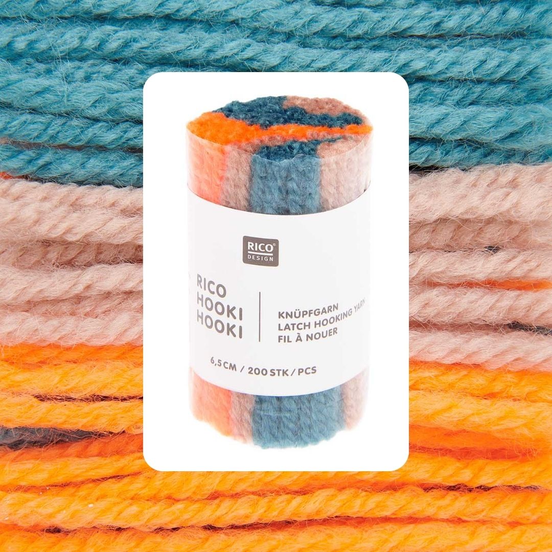 Hooki Hooki Knüpfgarn marmoriert 6,5cm lang 200 Fäden pro Dock Farbe 333 türkis altrosa orange