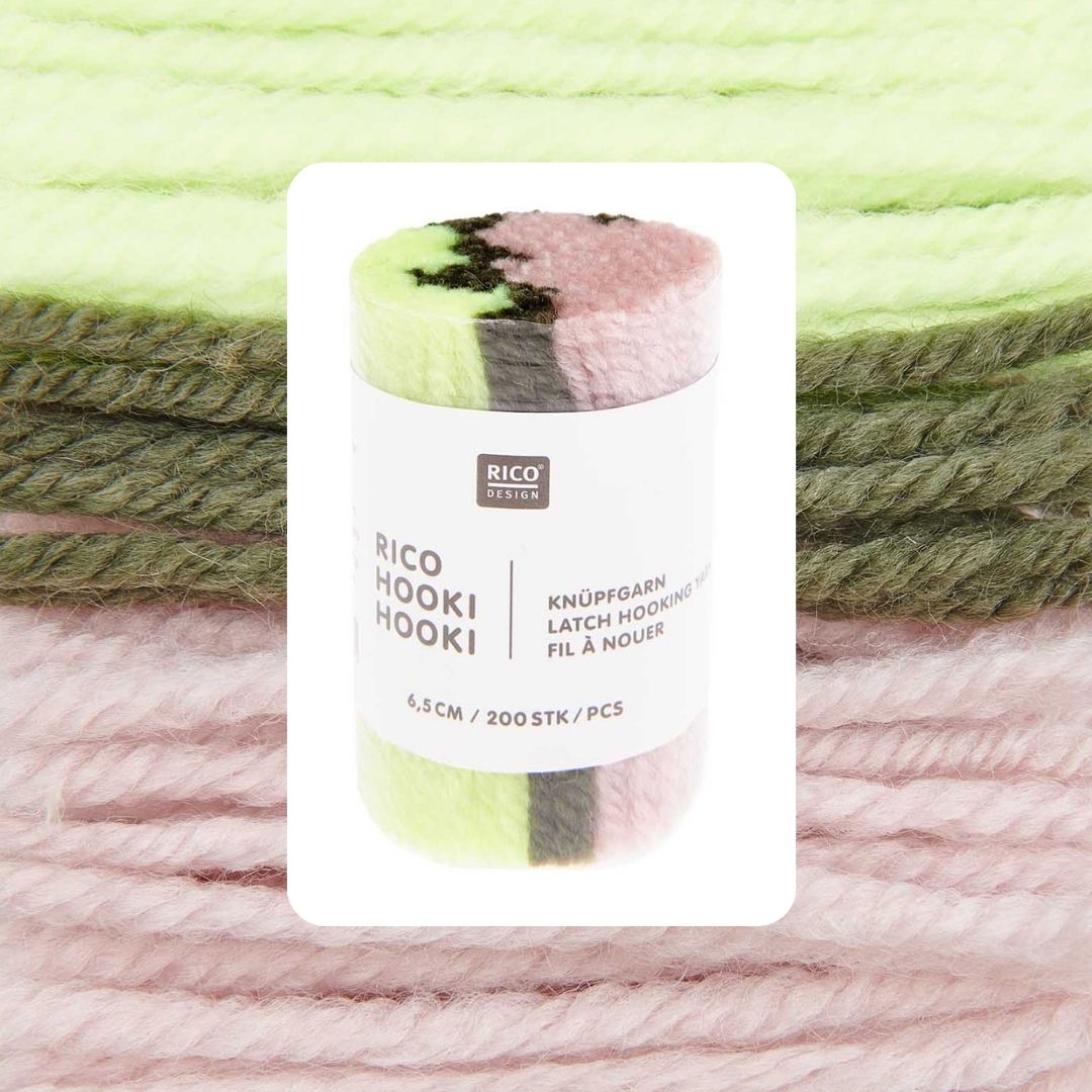 Hooki Hooki Knüpfgarn marmoriert 6,5cm lang 200 Fäden pro Dock Farbe 341 hell flieder mint oliv