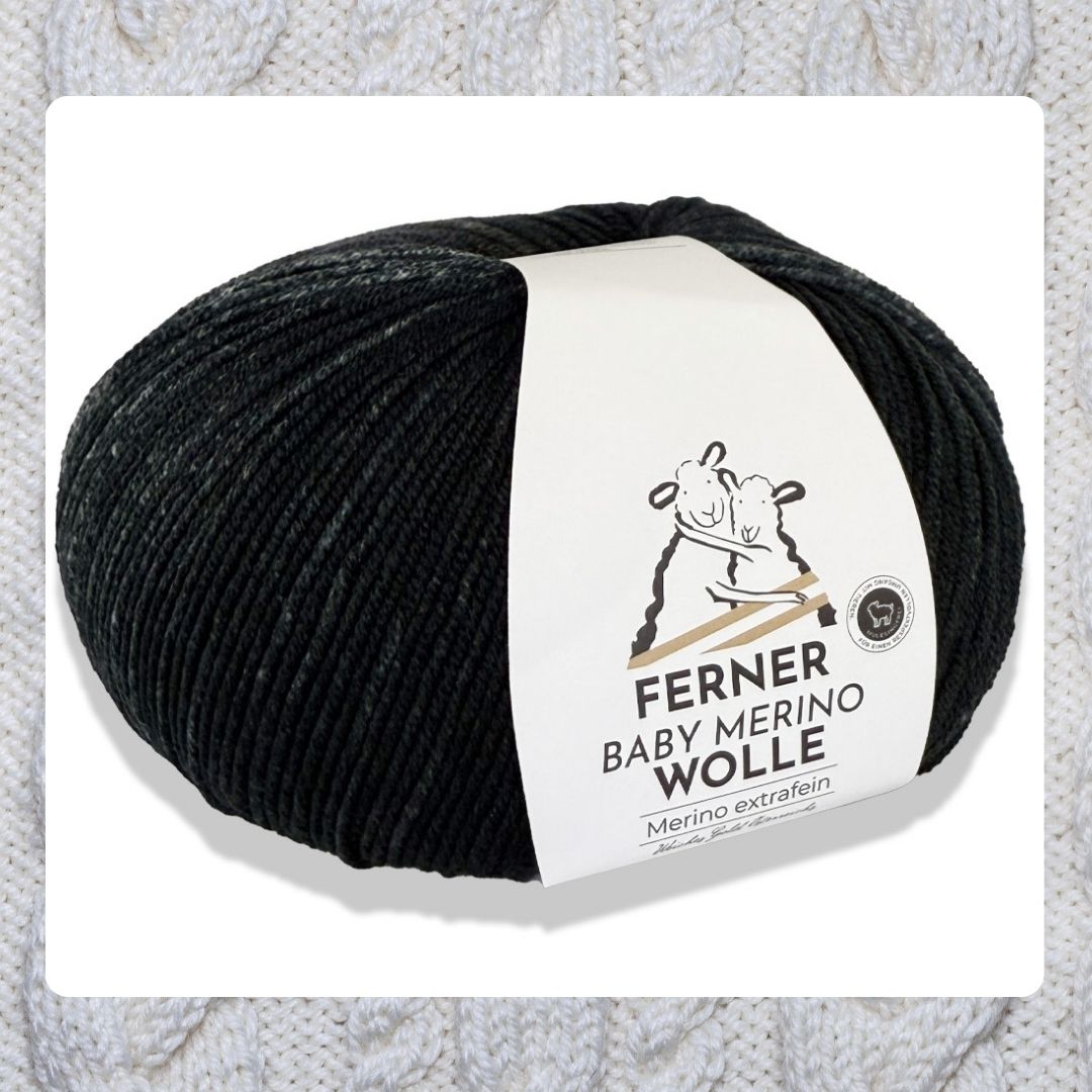 Baby Merinowolle 100g 320m Verlaufsfarben Nr. 07 inr schwarz/grau Tönen zum Stricken und Häkeln