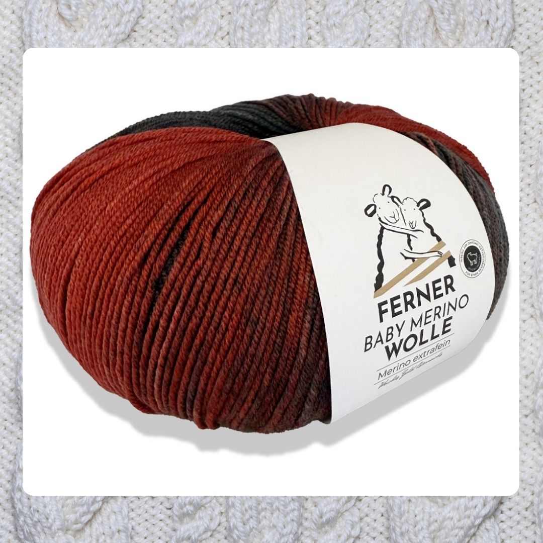 Baby Merinowolle 100g 320m Verlaufsfarben Nr. 12 inr rot/grau Tönen zum Stricken und Häkeln