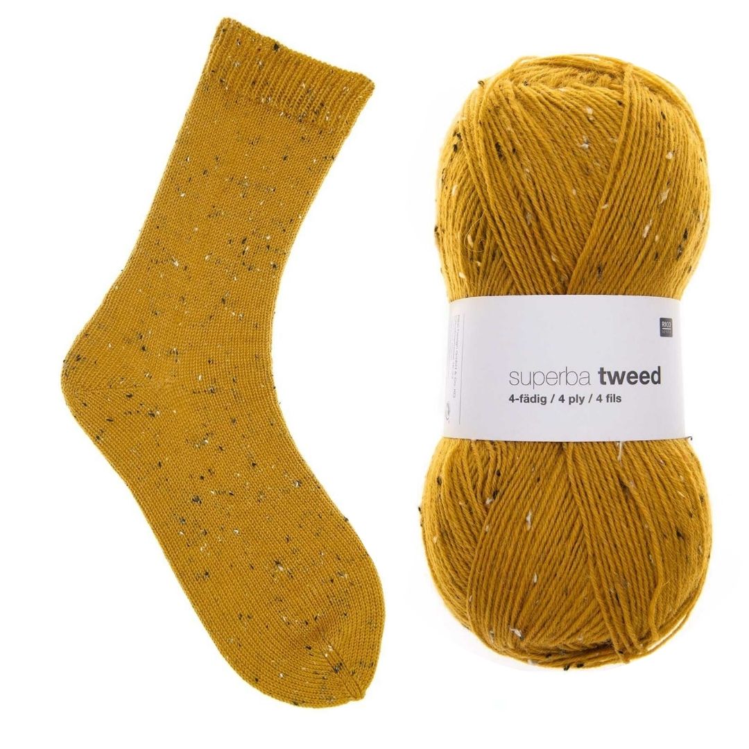 	

Sockenwolle mit Tweed-Noppen 100g 375m Sockenstricken Knäuel Farbe Nr.004 senf