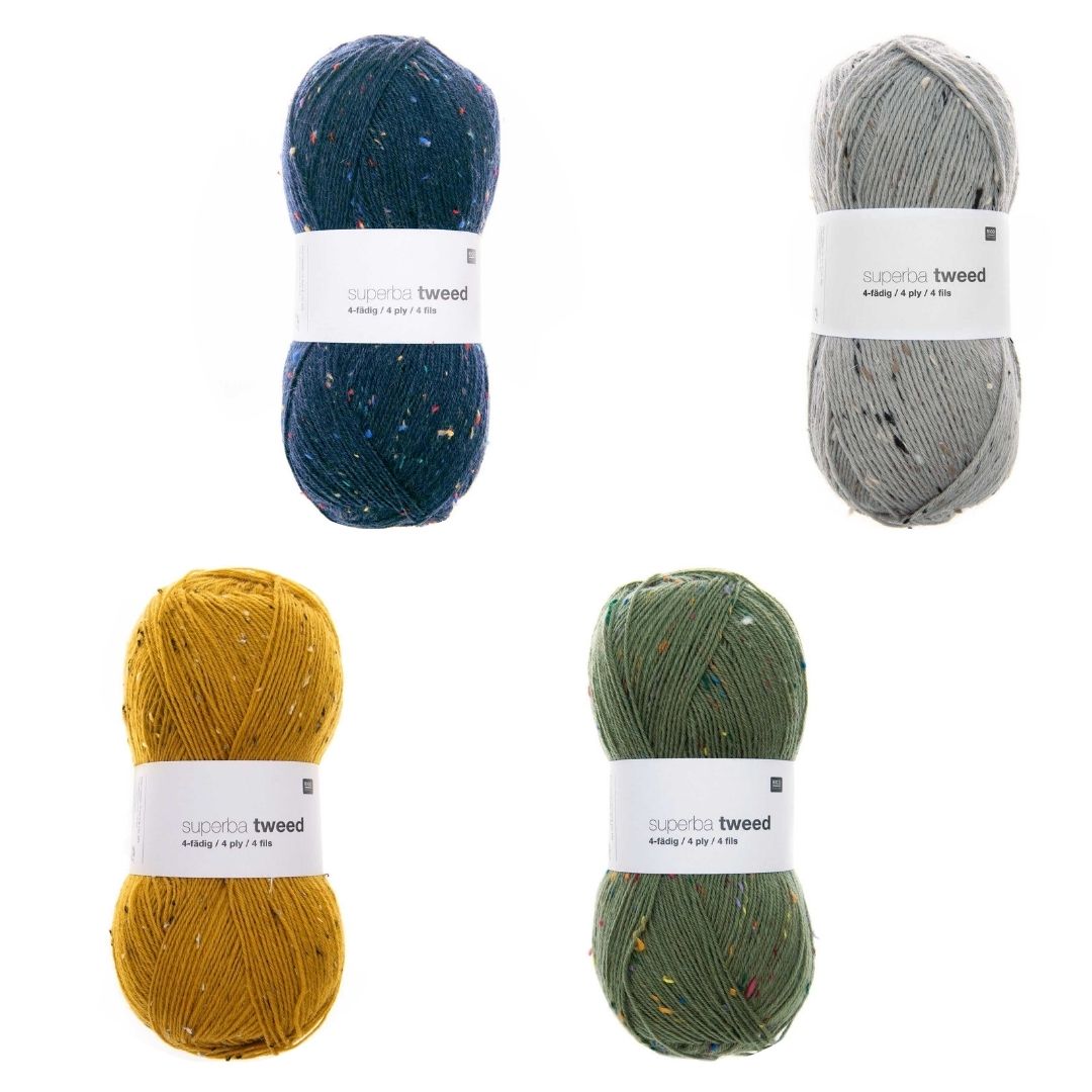 Sockenwolle mit Tweed-Noppen 100g 375m Sockenstricken Knäuel Farbauswahl 4 Farben marine mauve senf oliv