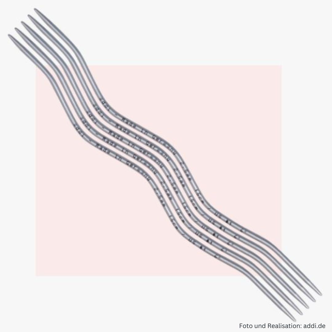 Nadelspiel addi CraSy Snake Lace als 5er Set in Aluminium grau eloxiert