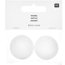 Rassel rund 2 St. in weiß 3,5x1,4cm mit Verpackung