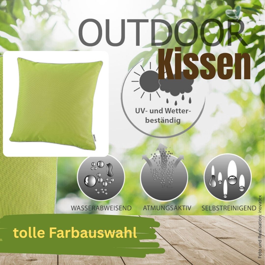 Outdoor-Kissen 45x45 cm Farbauswahl mit Eigenschaft wasser- und schmutzabweisend, UV-beständig
