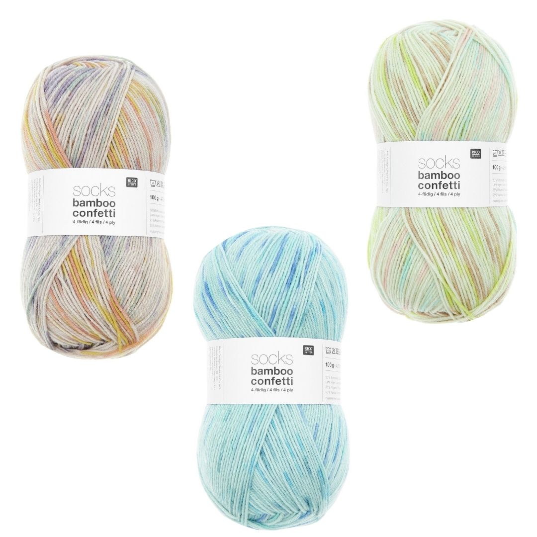 Socks bamboo confetti 100g 4 ply 420m Farbauswahl 50% Schurwolle 25%Viskose 25%  Polyamid