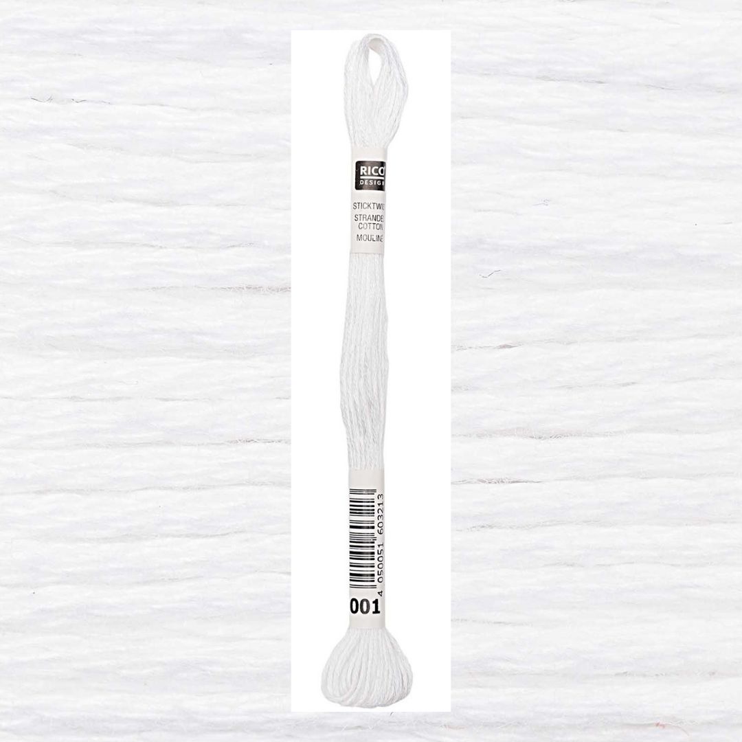 Stickgarn Sticktwist Rico-Design 6-fach 8m 100% Baumwolle Nr. 001 Farbe weiß 01