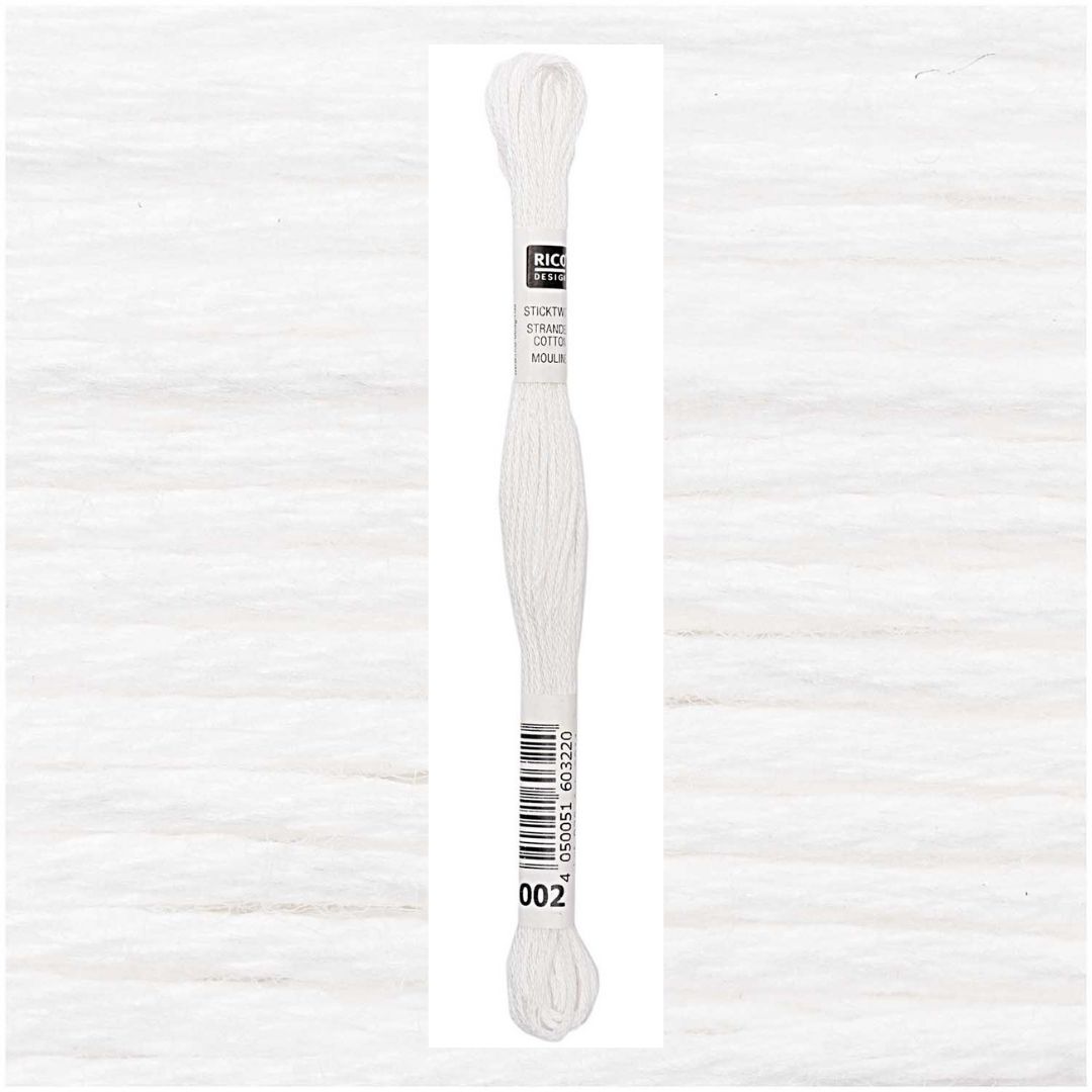 	

Stickgarn Sticktwist Rico-Design 6-fach 8m 100% Baumwolle Nr. 002 Farbe weiß 02 altweiß