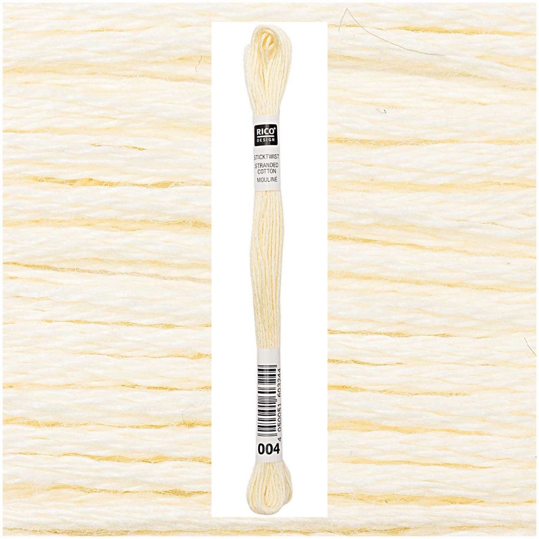 	

Stickgarn Sticktwist Rico-Design 6-fach 8m 100% Baumwolle Nr. 004 Farbe zitrone 01