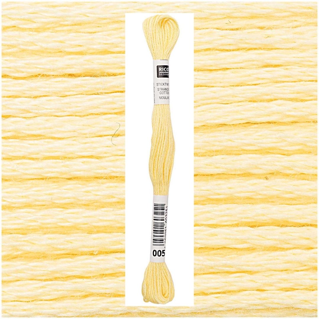 	

Stickgarn Sticktwist Rico-Design 6-fach 8m 100% Baumwolle Nr. 005 Farbe zitrone 02
