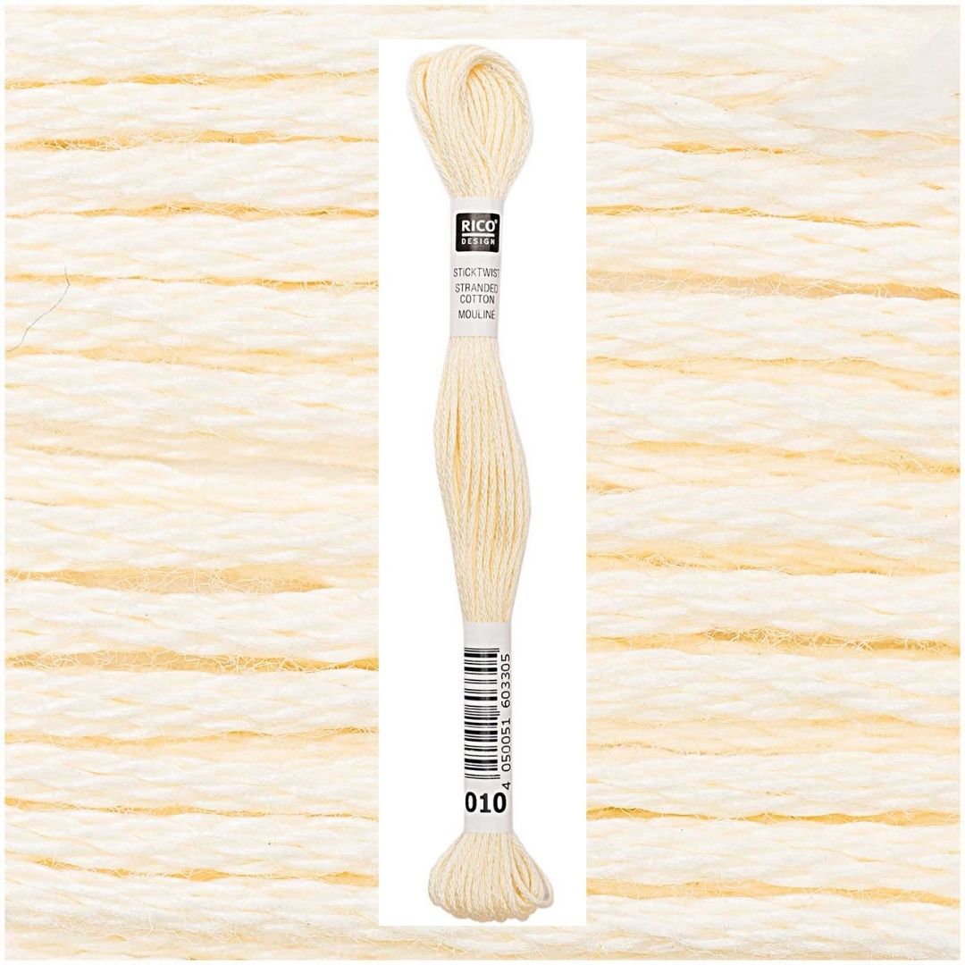 Stickgarn Sticktwist Rico-Design 6-fach 8m 100% Baumwolle Nr. 010 Farbe hellgelb 02