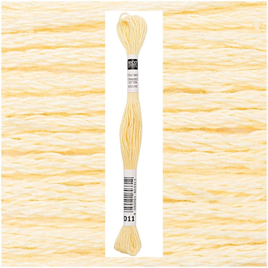 Stickgarn Sticktwist Rico-Design 6-fach 8m 100% Baumwolle Nr. 011 Farbe hellgelb 03