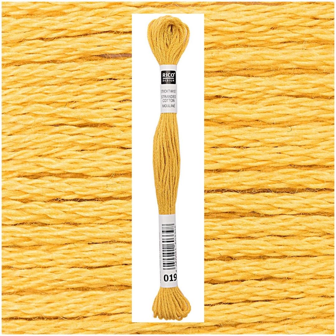 Stickgarn Sticktwist Rico-Design 6-fach 8m 100% Baumwolle Nr. 019 Farbe goldgelb 02