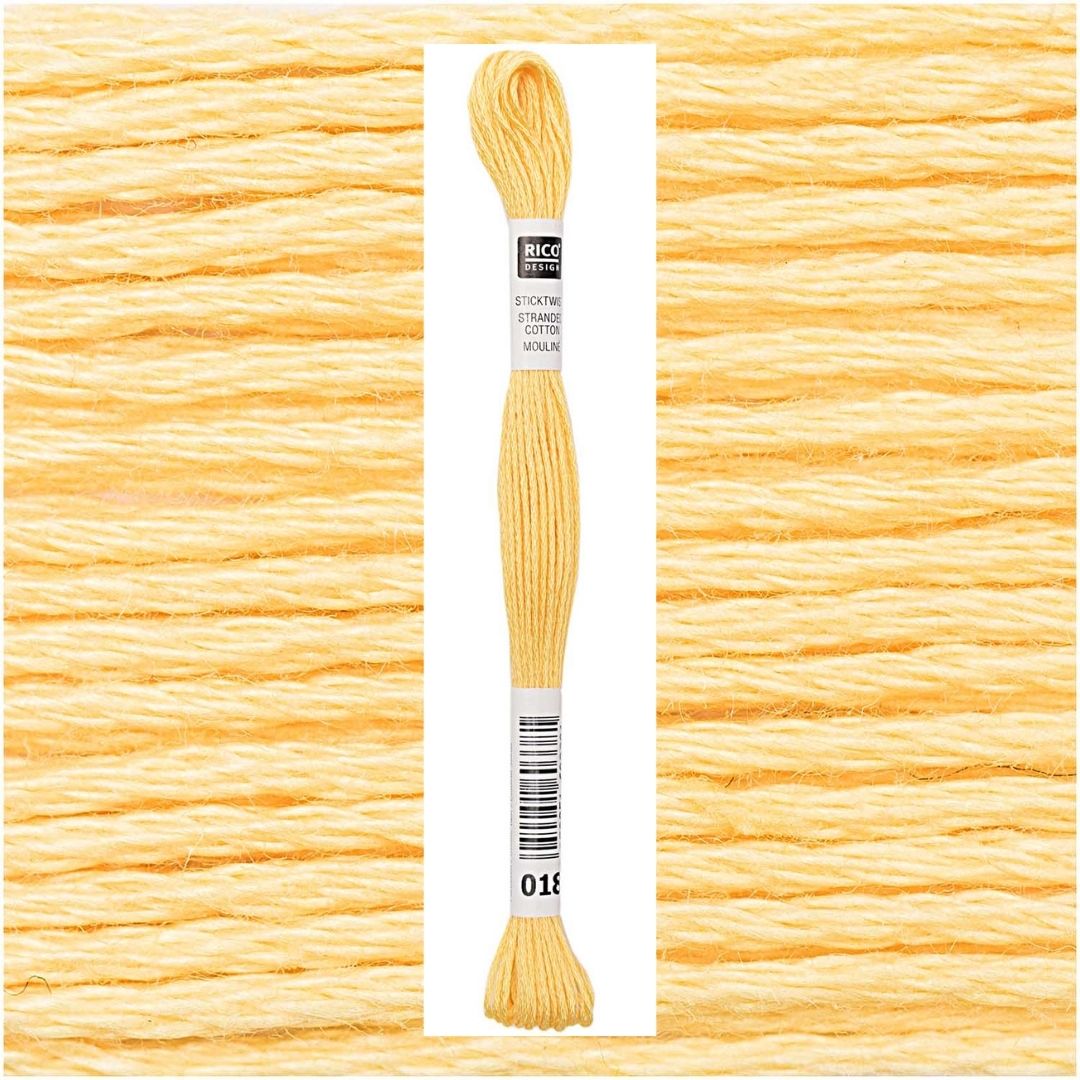 Stickgarn Sticktwist Rico-Design 6-fach 8m 100% Baumwolle Nr. 018 Farbe goldgelb 01
