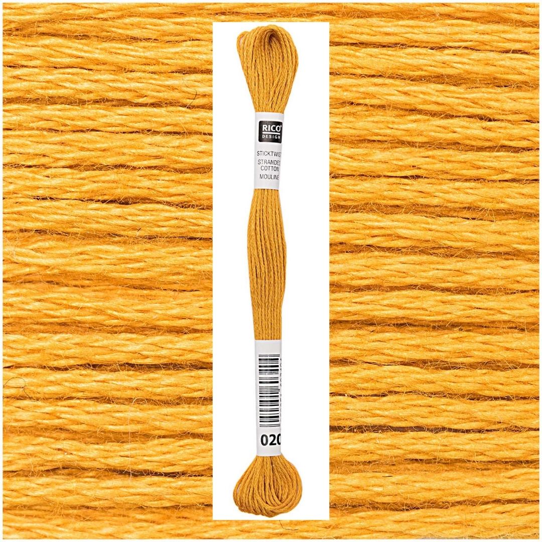 Stickgarn Sticktwist Rico-Design 6-fach 8m 100% Baumwolle Nr. 020 Farbe goldgelb 03
