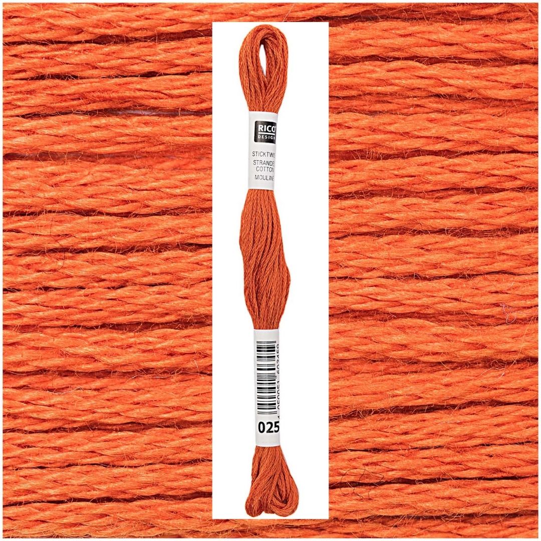 Stickgarn Sticktwist Rico-Design 6-fach 8m 100% Baumwolle Nr. 025 Farbe terracotta 03