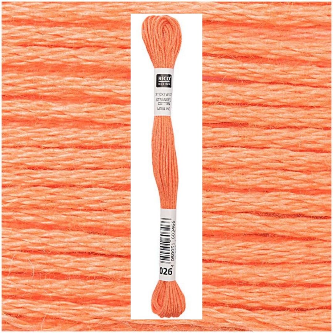 Stickgarn Sticktwist Rico-Design 6-fach 8m 100% Baumwolle Nr. 026 Farbe brilliantrot 01