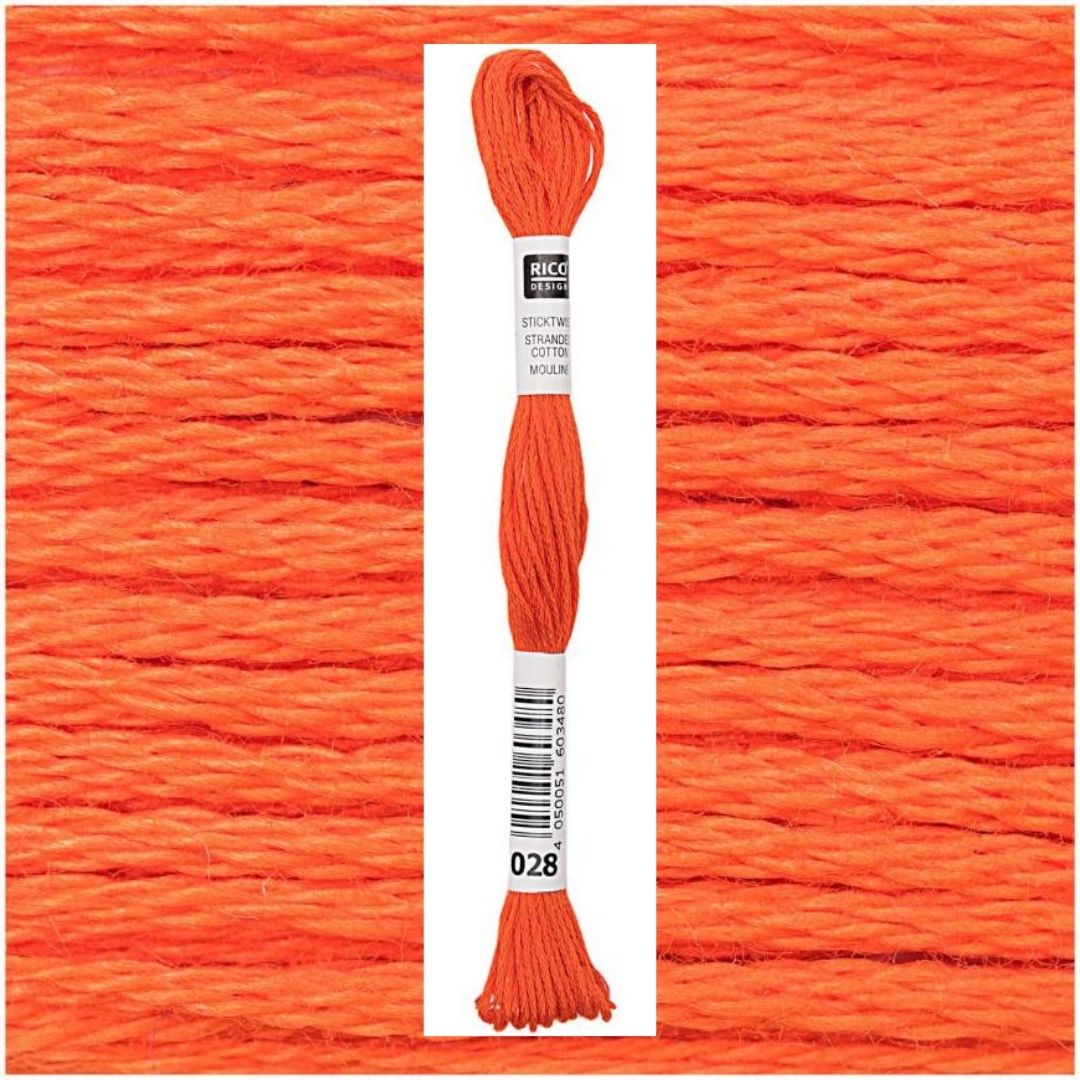 Stickgarn Sticktwist Rico-Design 6-fach 8m 100% Baumwolle Nr. 028 Farbe brilliantrot 03