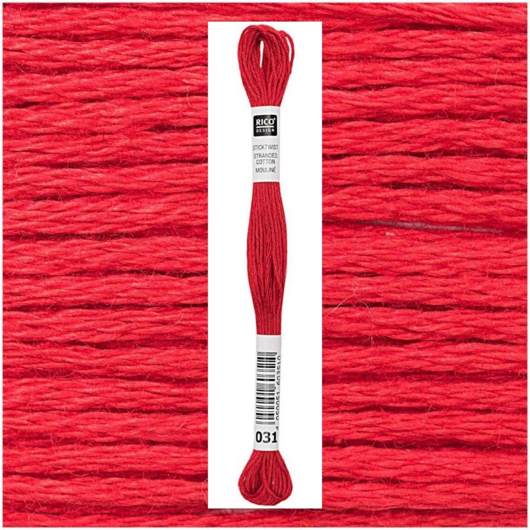 Stickgarn Sticktwist Rico-Design 6-fach 8m 100% Baumwolle Nr. 031 Farbe brilliantrot 06