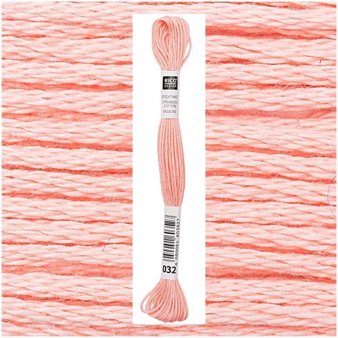 Stickgarn Sticktwist Rico-Design 6-fach 8m 100% Baumwolle Nr. 032 Farbe lachsrot 01