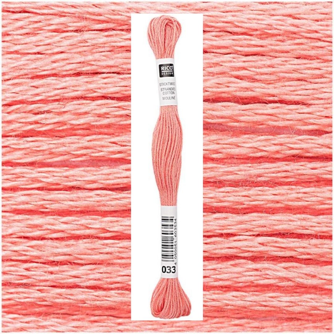 Stickgarn Sticktwist Rico-Design 6-fach 8m 100% Baumwolle Nr. 033 Farbe lachsrot 02