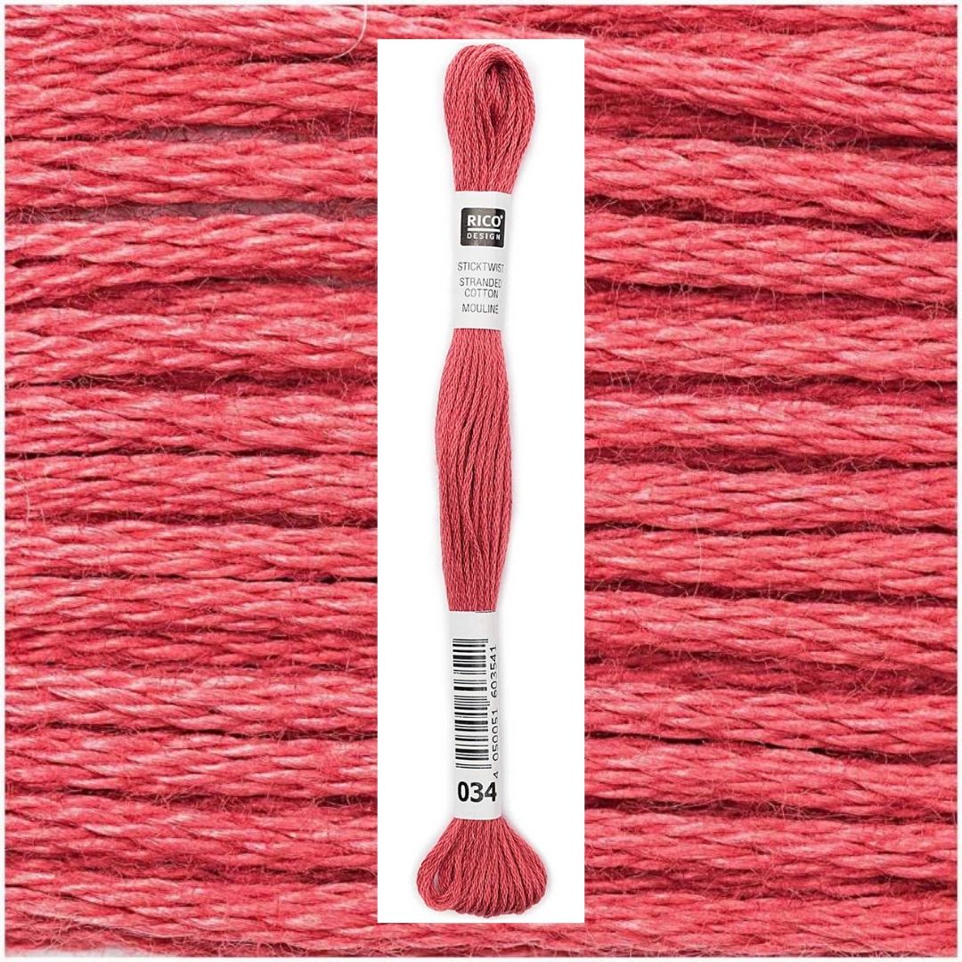 Stickgarn Sticktwist Rico-Design 6-fach 8m 100% Baumwolle Nr. 034 Farbe lachsrot 03